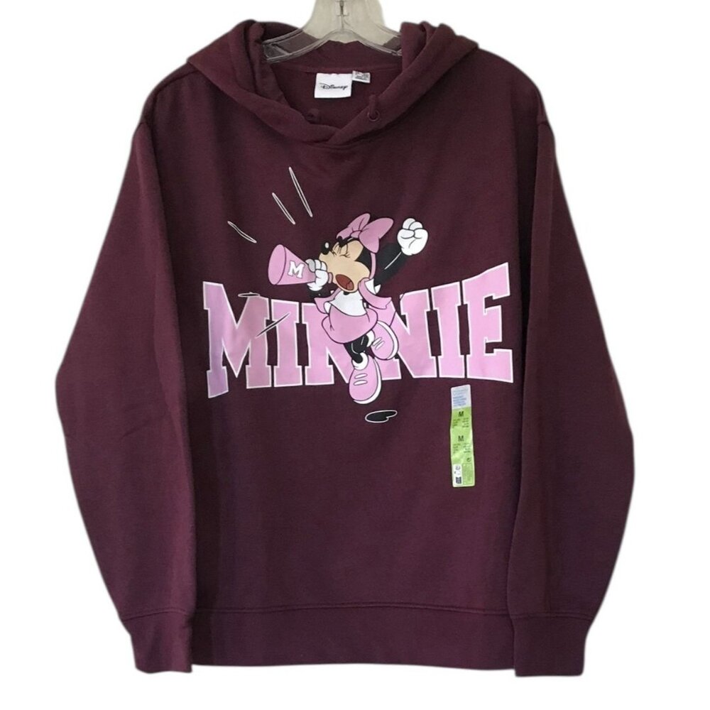 Disney Hoodie Sweatshirt Eomrns Size Medium Minnie Mouse‎ Maroon Pink Cheer
